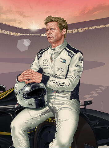 Brad Pitt editorial illustration for Cinemania magazine